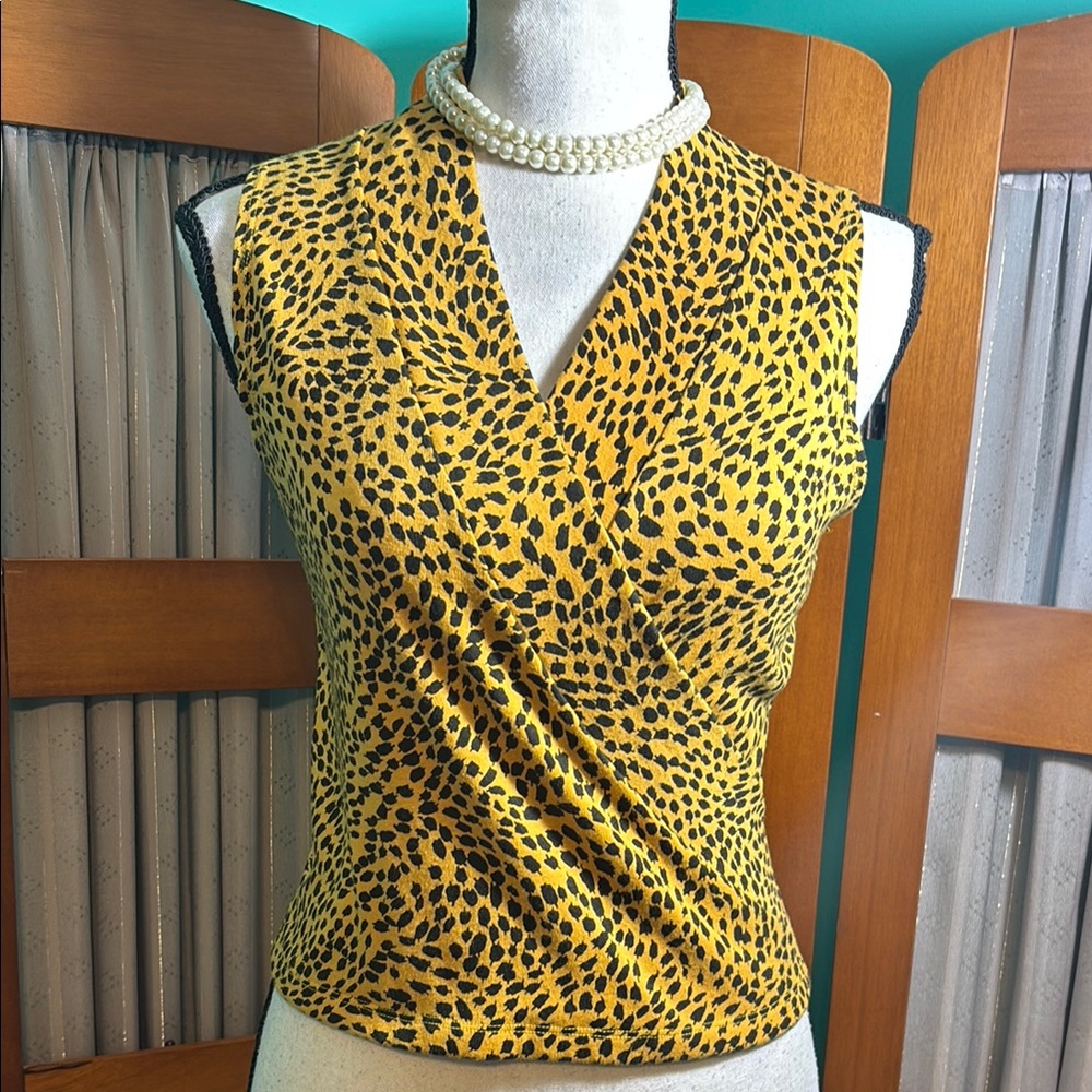 YOU BABES Print Sleeveless faux wrapTop